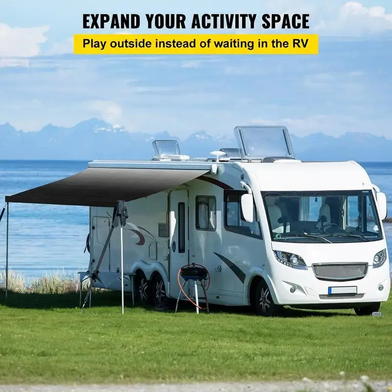 Wohnwagen-Vordach 5,24x2,4 m, Outdoor-Campingplane in Kohle-Farbverlauf, 425 g Vinyl-Ersatzgewebe für Wohnmobil-Vordach, wasserdichter Sonnenschutz für Reisen