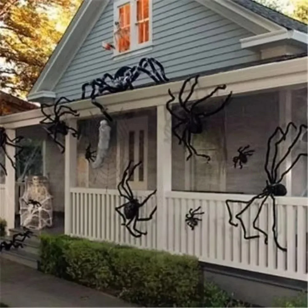 Plush Halloween Giant Realistic Spider Tricky Soft Decoration Large Black Spiders Simulation Outdoor Spider Props Halloween
