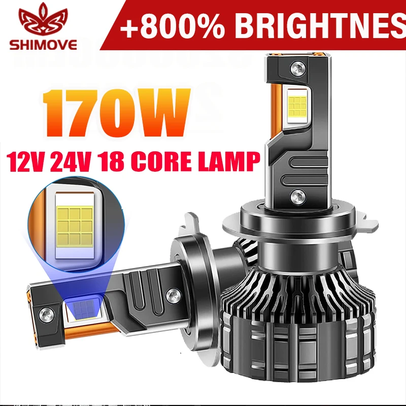 

H1 H7 LED Headlight Canbus Decoder H4 H11 Bulb 170W 9012 H8 H9 9005 9006 PTF Fog Ice Bulbs High and low beams Turbo cooler