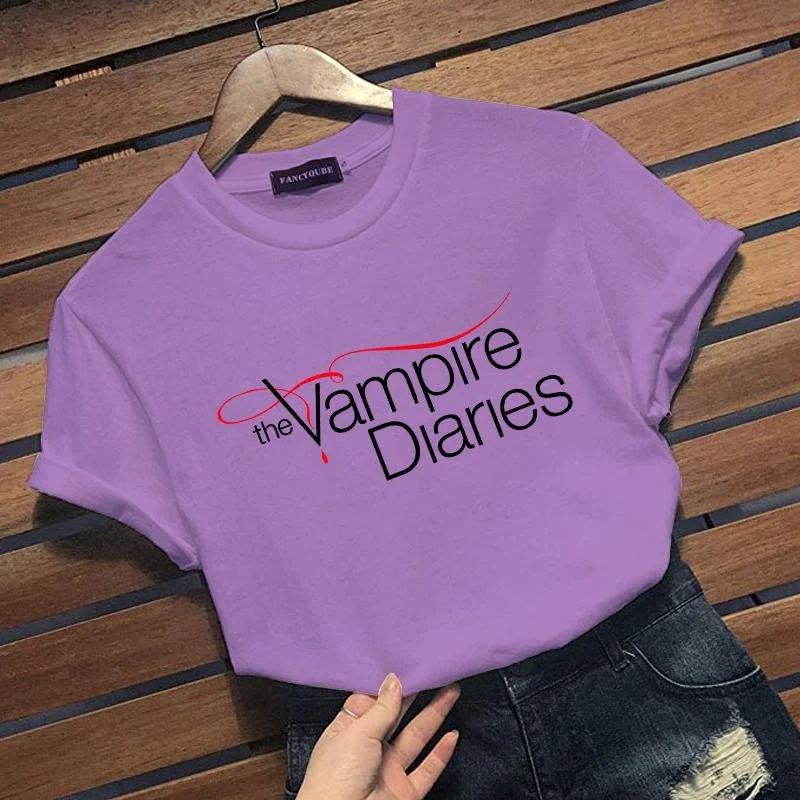 New The Vampire Diaries Graphic Print T-shirt Men's and Women's Personalized Creative Round Neck Short Sleeve Shirt