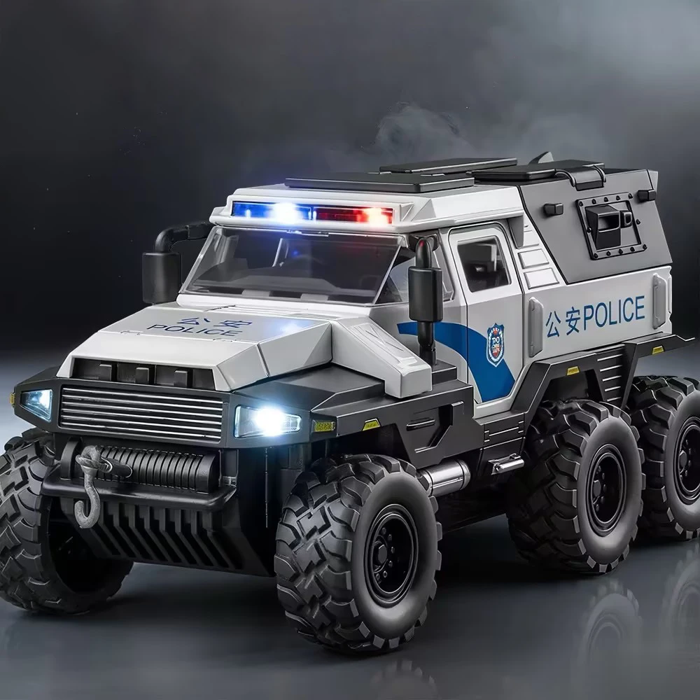 

Масштаб 1:32, модель полицейского автомобиля, игрушка, металлический корпус, резиновые шины, звуковой свет, модели внедорожников для детей, хобби, украшения