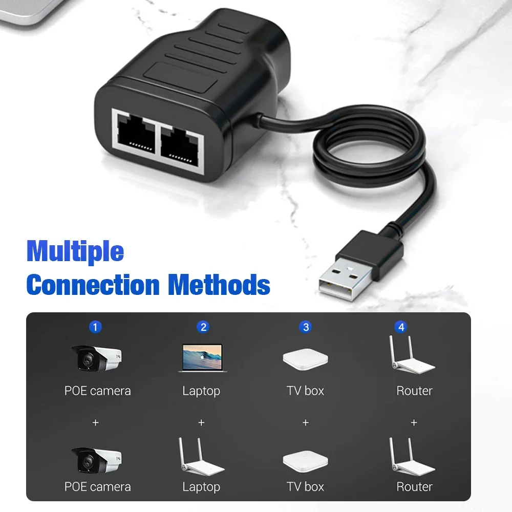 RJ45 Splitter Adapter 1 to 2 1000M Gigabit LAN Internet Connector Compatible Cat 5/5e/6/7/8 Cable For Computer Router