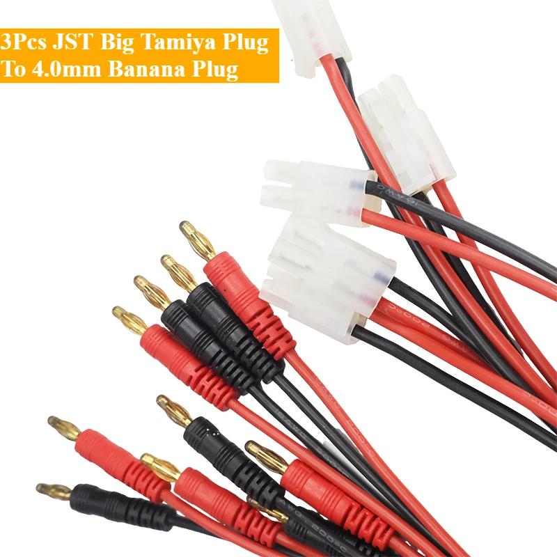 New 3Pcs JST Big Tamiya Plug To 4.0mm Banana Plug with Silicone Cable 15CM 30CM for Rc Lipo Batte Imax B6 Charge Line Expand