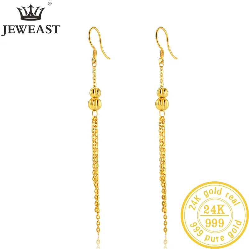 

JJJ 24K Pure Gold Earring Real AU 999 Solid Gold Earrings Nice Good Hollow Tassel Upscale Trendy Fine Jewelry Hot Sell New 2023