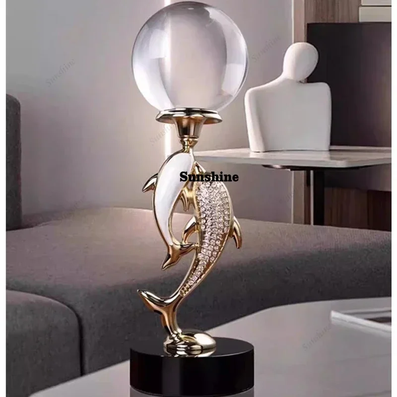 High-end light luxury living room high-end home soft decoration dolphin crystal ball  T*