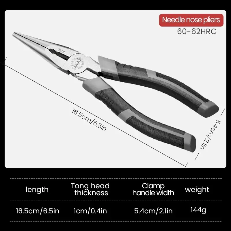 AIRAJ 2pcs 6/8 Inch Multifunctional Diagonal Pliers Needle Nose Pliers Hardware Tools Universal Wire Cutters Electrician