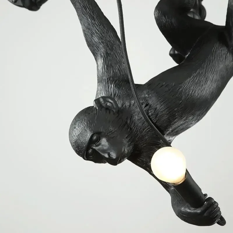 Lustres de singe grimpant d'art créatif nordique, résine, conception animale, lampe à LED pour salle à manger, salon, éclairage suspendu, décoration d'intérieur