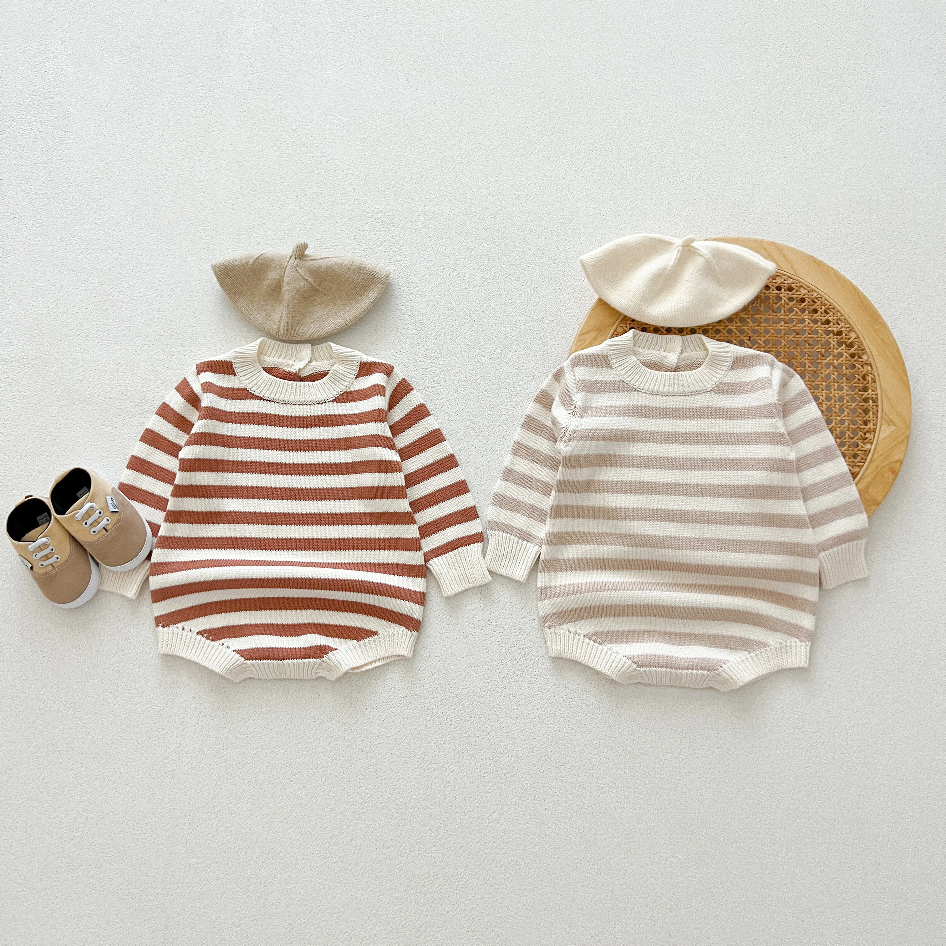 Infant autumn clothing, knit bodysuit, onesie for newborn boys and girls, fall and winter sweater, diaper cover