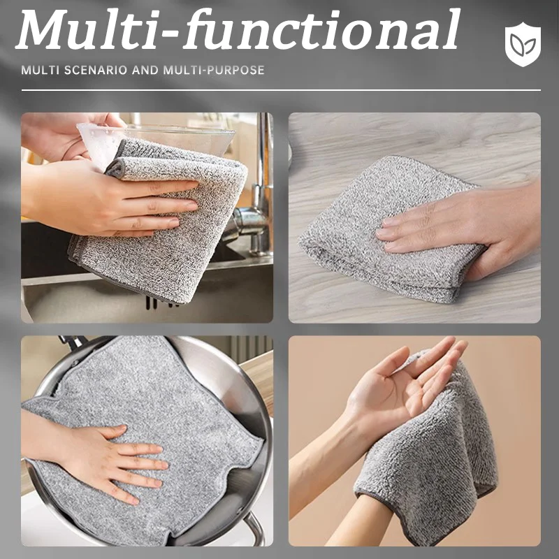 1Pcs Efficient Bamboo Charcoal Fiber Cars Cleaning Towel Universal Home Super Absorbent Non-Stick Oil Clean Towel Wiping Tool