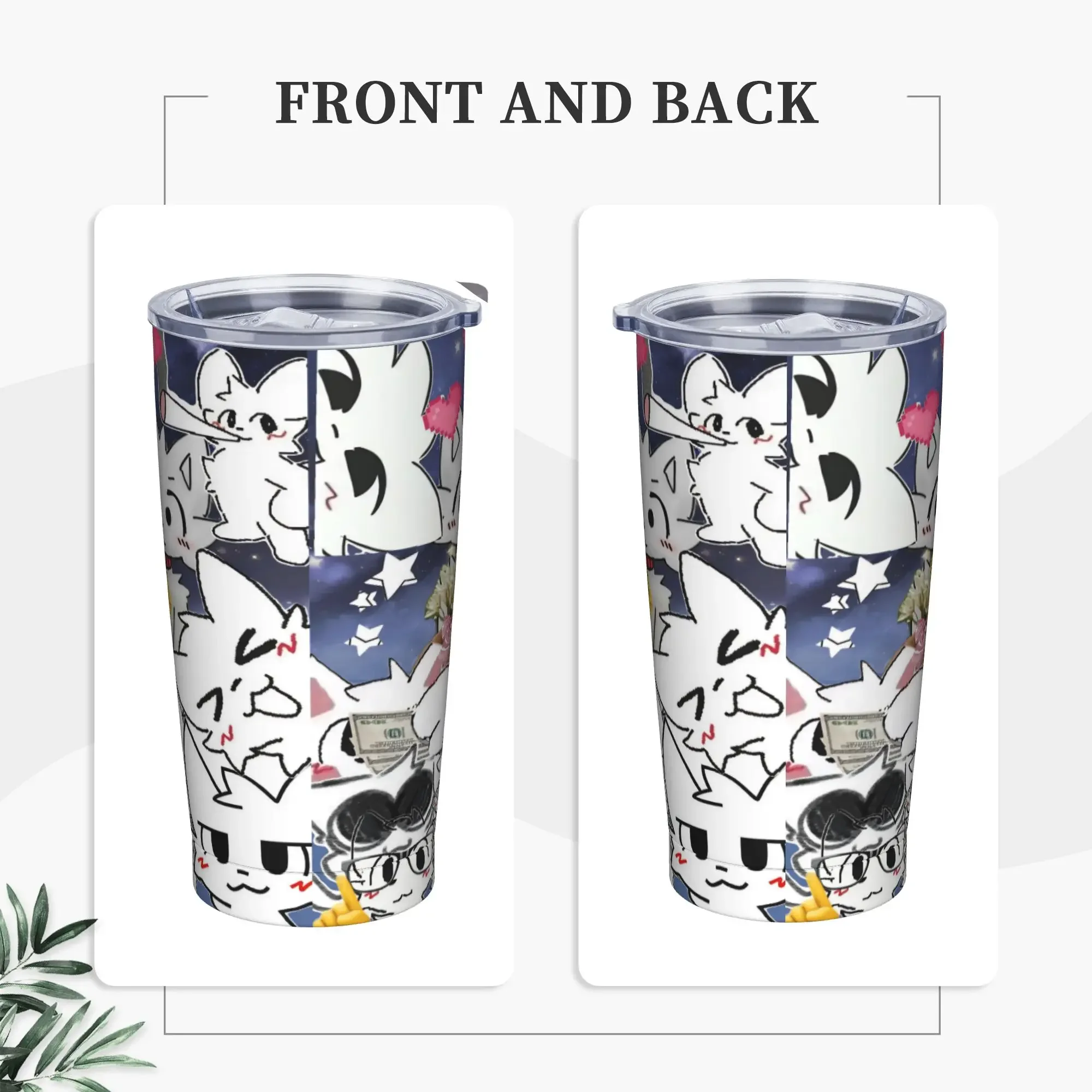 Boykissers Silly Cat Insulated Tumbler with Straws Cartoon Furry Vacuum Thermal Mug Outdoor Portable Water Bottle Cups, 20oz