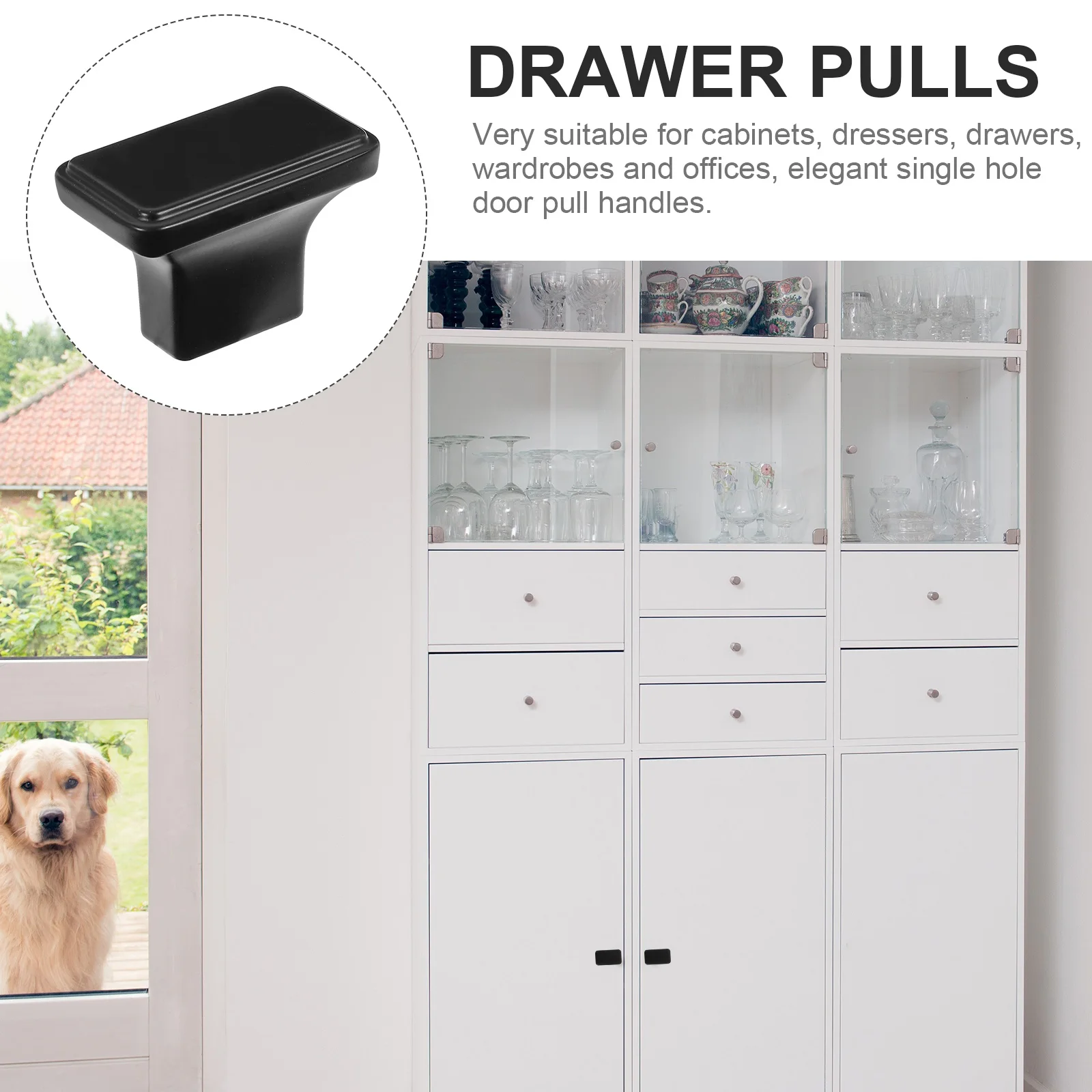 

6Pcs Black Cabinet Pull Handle Zinc Alloy Furniture Door Handle Replacement Metal Drawer Pulls Wardrobe Dresser