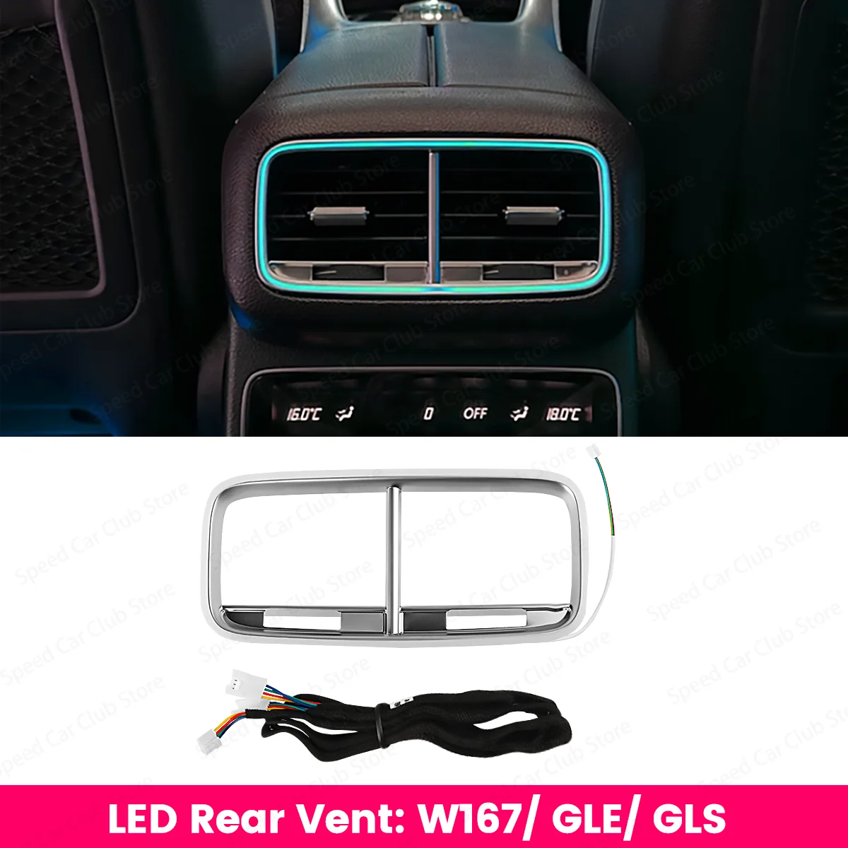 

LED 64 Colors Rear Air Vents Decorative Light For Mercedes Benz GLE GLS W167 GLE53 GLS63 Coupe Car Indoor Ambient Lighting