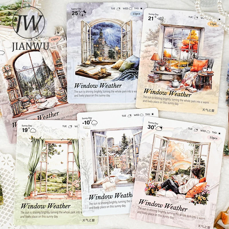 

JIANWU погода окна серии винтажные растения цветок пейзажный материал коллаж наклейка для домашних животных креативный DIY журнал канцелярские принадлежности