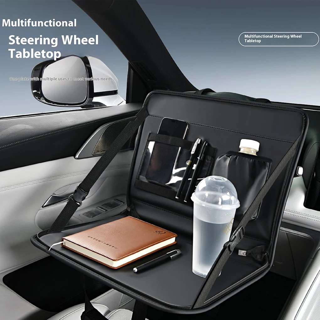 Car Dining Food Cup Table Folding Tray Multi-function Portable Back Seat Storage Bag Tablet Laptop Holder Car Interior
