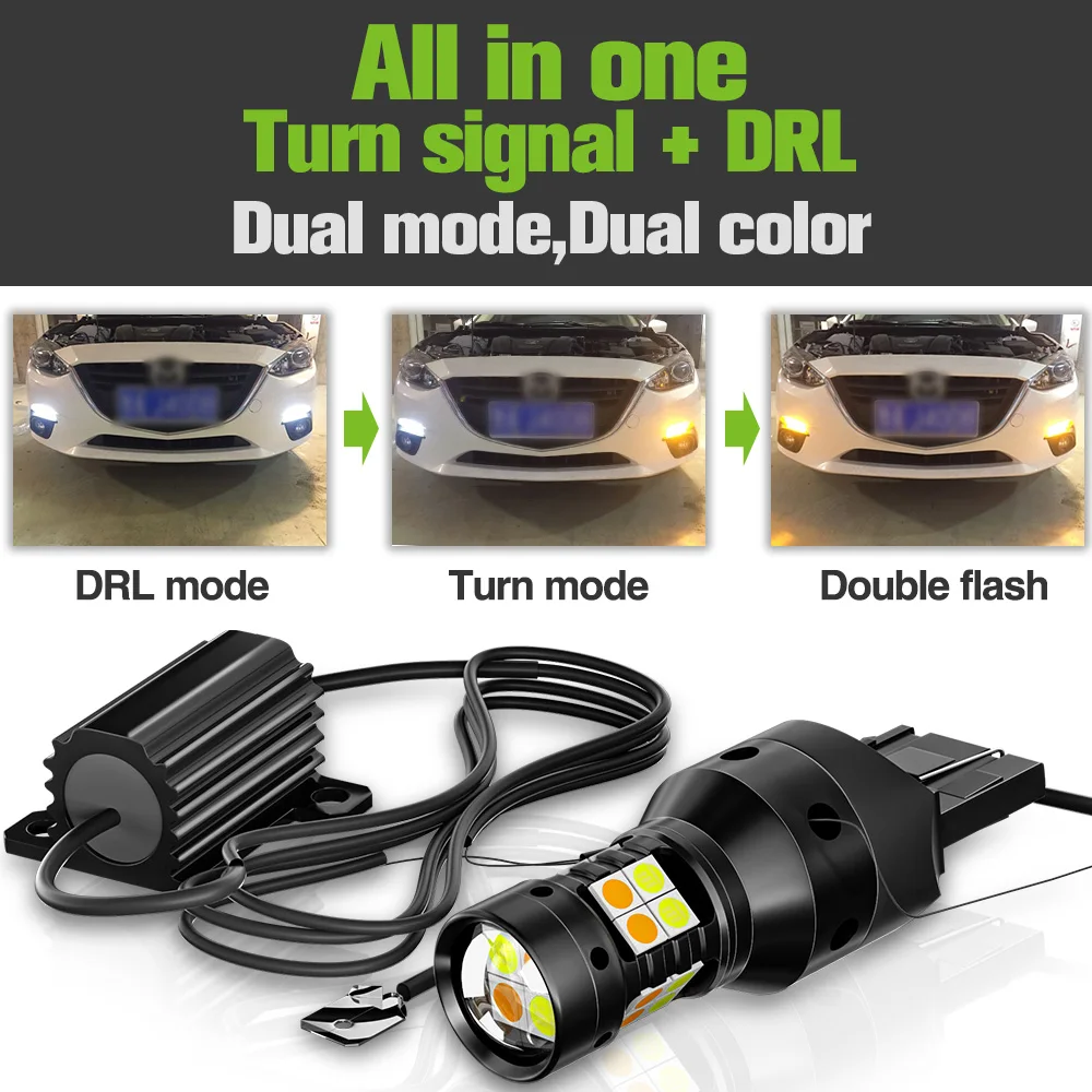 2pcs For Peugeot 407 SW 2004-2011 Dual Mode LED Turn Signal+Daytime Running Light DRL 2005 2006 2007 2008 2009 2010 Accessories