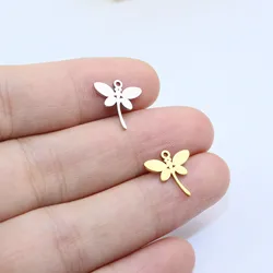 10pcs Stainless Steel Mirror Polish Jewelry Dragon Fly Charms Pendant DIY Handcraft Waterproof Antiallergic