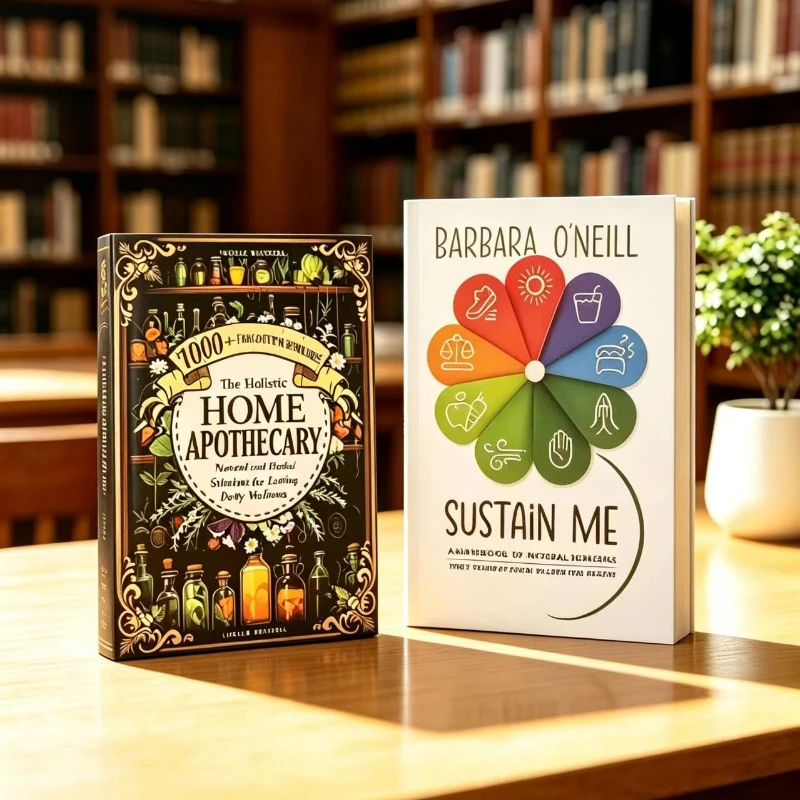 2‑Pack Natural Remedies Books, Sustain Me + The Holistic Home Apothecary, Herbal Wellness Guide Book for Daily Health Care Book