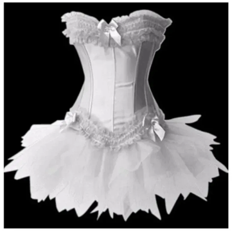 

NewWomen Plus Size Satin Lace Up Burlesque Corset Tutu Skirt Dress Halloween Costume AG99325;c,6's.2;b'8,