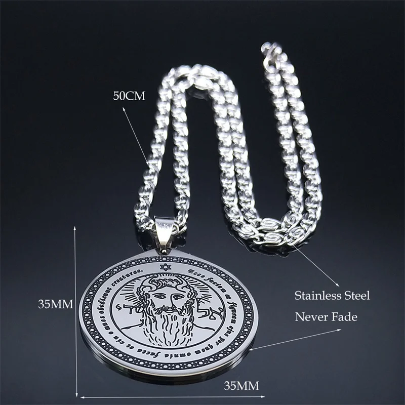 The First Pentacle Of The Sun Necklace Stainless Steel Key Of Solomon Seal Necklaces Talisman Jewelry collar hombre N2518S06