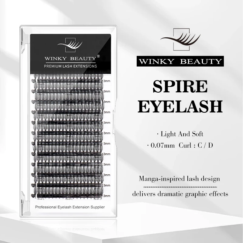 

New Comic Spire Eyelashes Automatic Flowering Volume Eyelash Extension Fairy Lashes C/D Curl 8-15mm Premade Fans False Lashes