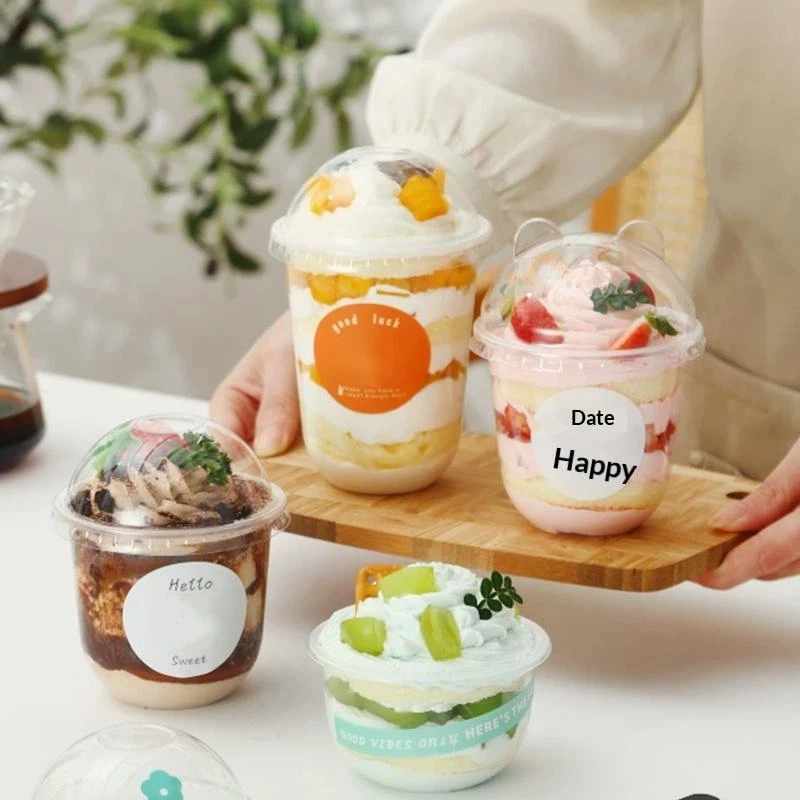 50Pcs Disposable Salad Cups 250ML 300ML 360ML 500ML Transparent Plastic Dessert Bowls For Party Event Buffet