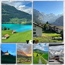 Swiss Landscape Photos Poster Canvas Printing Mount Titlis Swiss Natural View Wall Art Print Traveling Home Room Wall Decoration