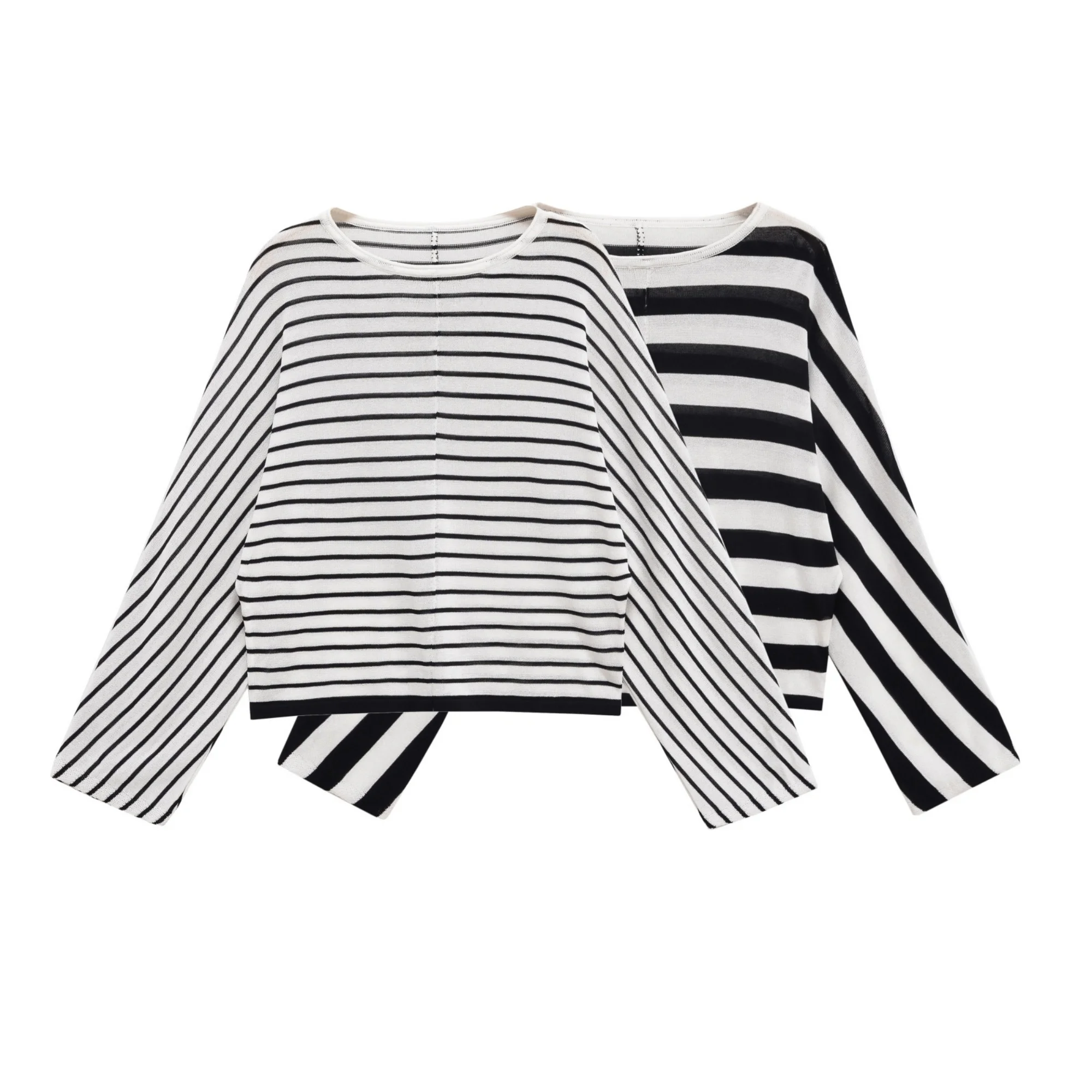 

2025 New for Spring Autumn Women Striped Long Sleeve T shirts Casual And Versatile Female White Black Korean Style Tees Tops