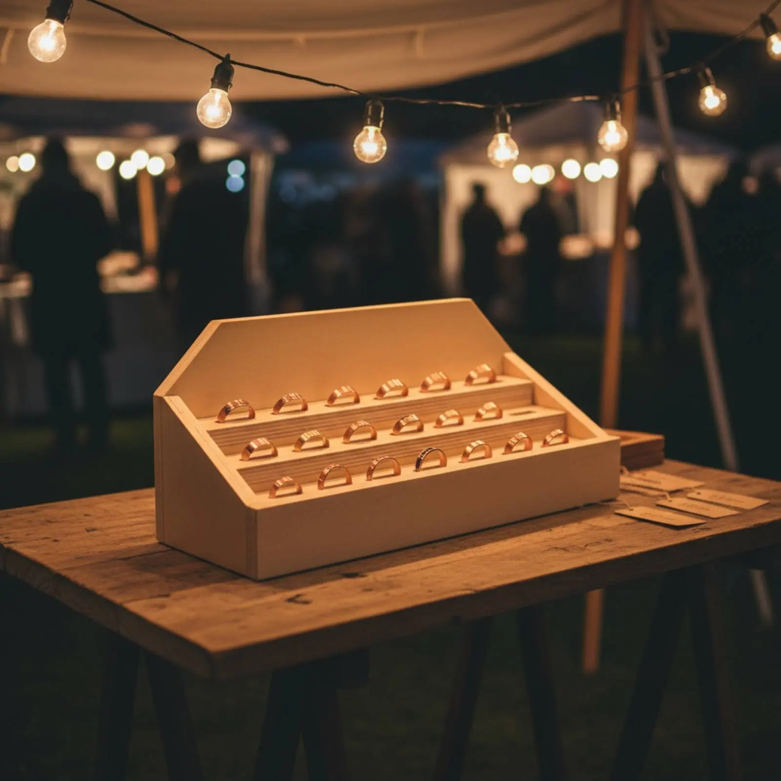 

Wooden Tiered Band Stand Space-Saving Design Wooden Band Organizer Stepped Jewelry Display Rack Sturdy Construction Household