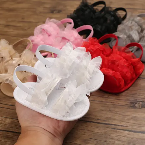 Moda Genç Çocuk Yeni Doğan Bebek Kız Prenses Ayakkabı Dantel Yürümeye Başlayan Yaz Sandalet Kaymaz Ayakkabı İlk Adım Araba 0-18 M