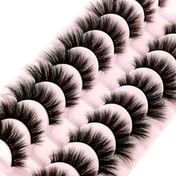 10 Pairs Cat Eye Lashes Faux Mink Eyelashes Winged End Eye Elongated Eyelashes Fake Lashes Soft Natural Long Full Strip Lashes