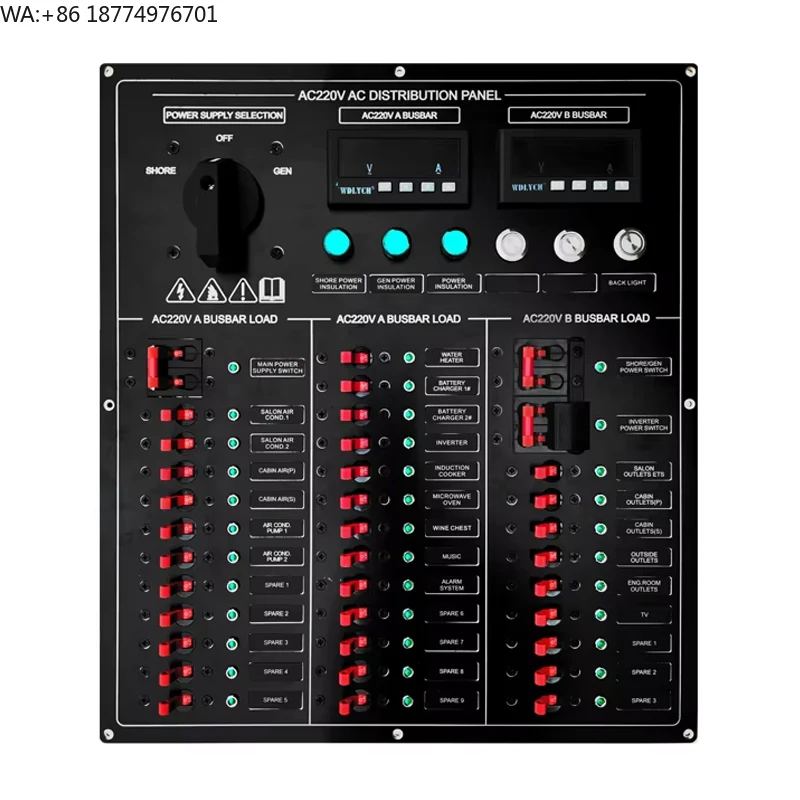 

Оригинальная морская панель управления 12В/220В для лодок, настраиваемая морская панель распределения питания с автоматическими выключателями