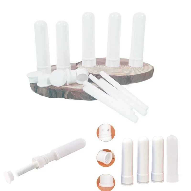 

50Pcs Portable Empty Plastic Perfume Nasal Inhaler Tubes Bottle w/ Cotton Core Travel Container For Aromatherapy Essential Oil