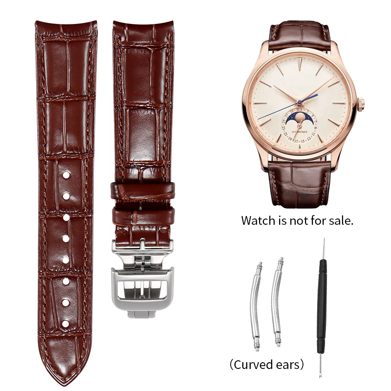 

Ремешок для часов из натуральной кожи для Jaeger-LeCoultre RENDEZ-VOUS MASTER ULTRA THIN, сменные кожаные ремешки, изогнутый ремешок для часов