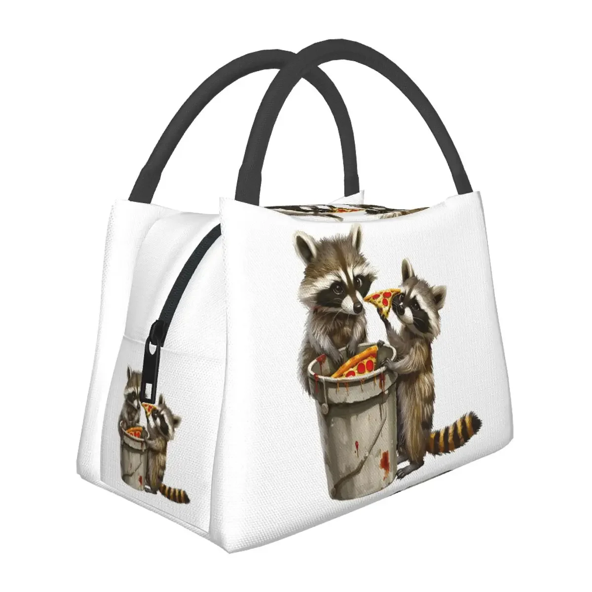 Funny Pizza Raccoon Lunch Bags Insulated Bento Box Resuable Lunch Tote Picnic Bags Cooler Thermal Bag for Woman Children Work