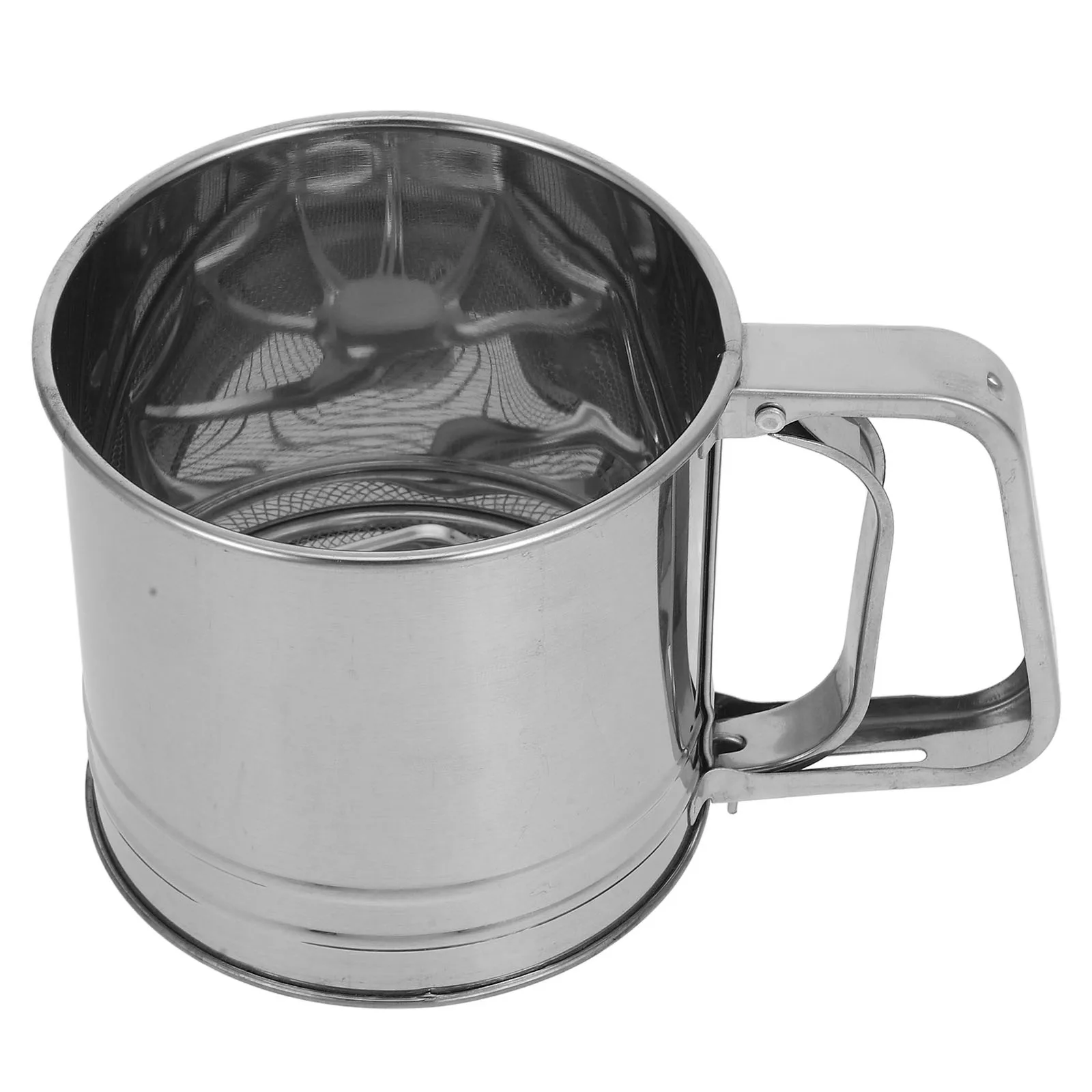 

Sieve Flour Breading Shaker Dispenser Crank Sifter Fine Mesh Food Strainers Silver Baking