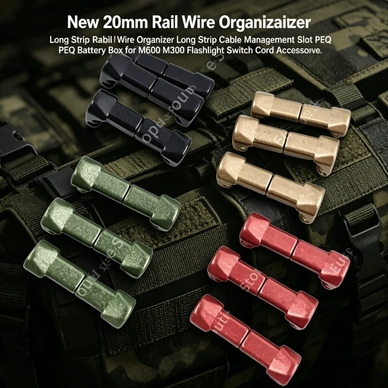 

Wire Organizer 20mm Rail Long Strip Cable Management for PEQ Battery Box M600 M300 Flashlight Switch Cord Wargame Parts