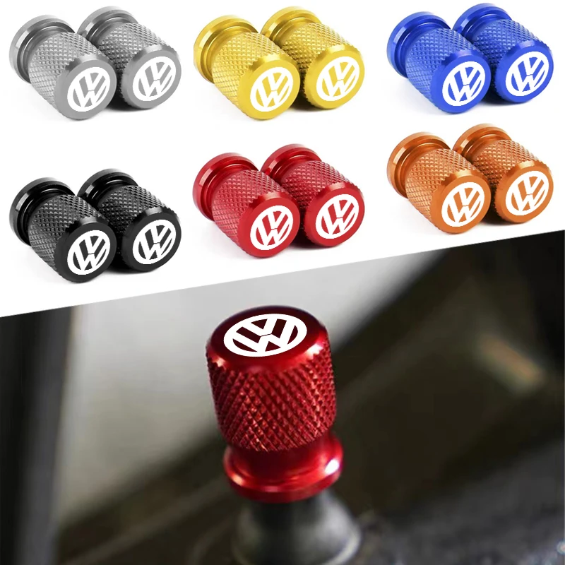 4pcs Car Wheel Tire Valve Caps Aluminum Airtight Covers Badge Emblem for VW Volkswagen Golf Polo Passat Tiguan Touran Jetta