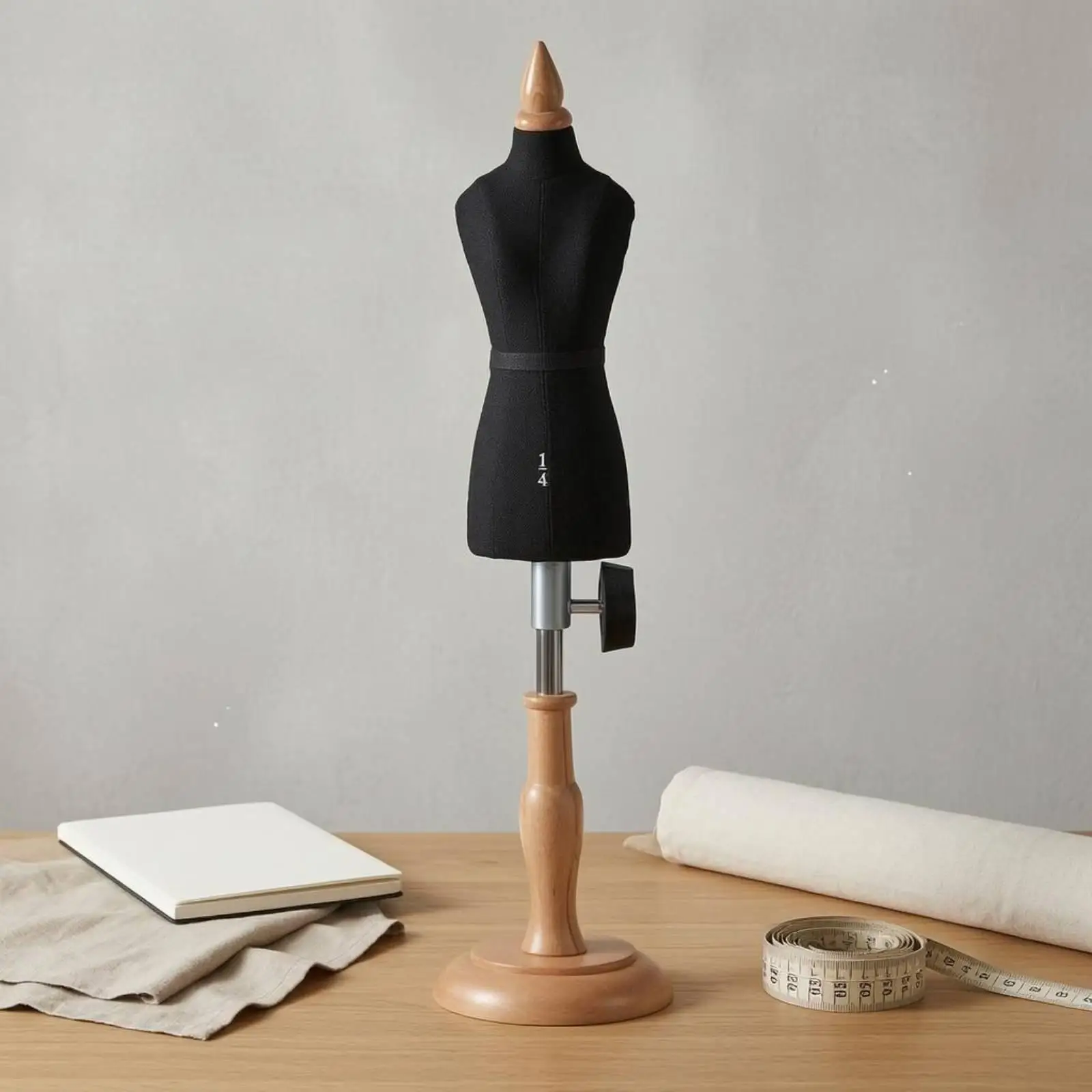 Wood Base Torso Mannequin Display Stand for Dressmaking Sewing Pinnable Tailor Form for Women Clothing Design Studio Work Tool