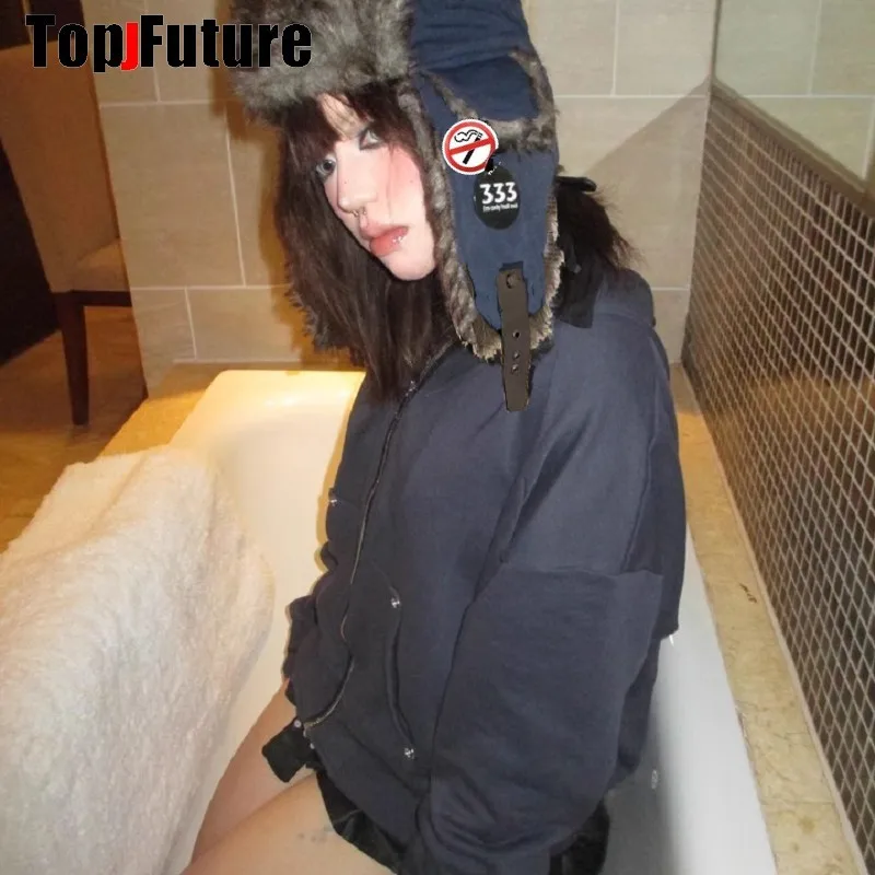 Women Harajuku Wholesale Hand Make Personality Customized Gothic Badge Pilot Hat Cap Y2K Girl Steampunk Punk Lei Feng Hat