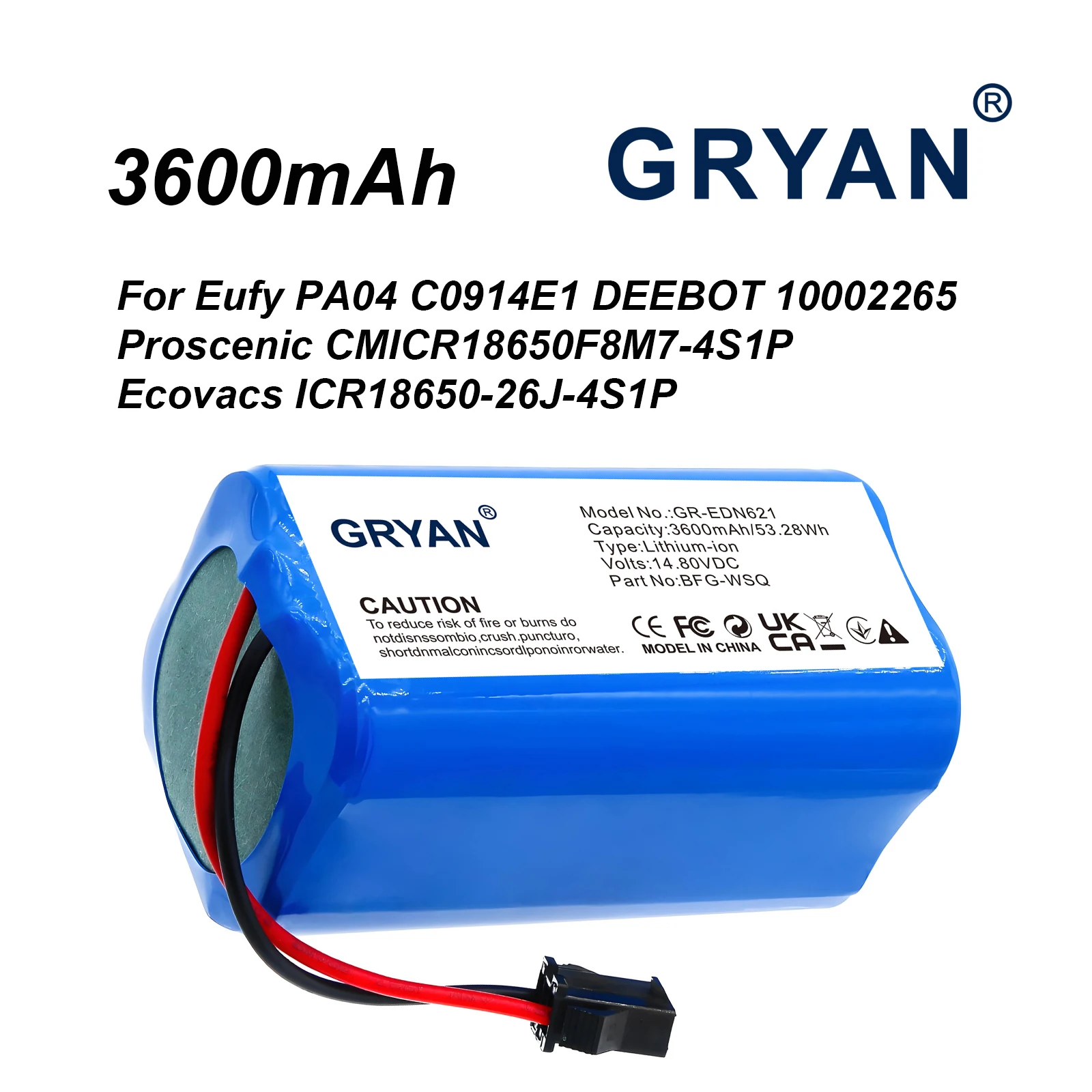 14.8V 3600mAh Battery For Proscenic  850T 850P Gutrend  ECHO 520 SENSE 410 SMART 300 STYLE 220 STYLE 200 Aqua Fusion 150+