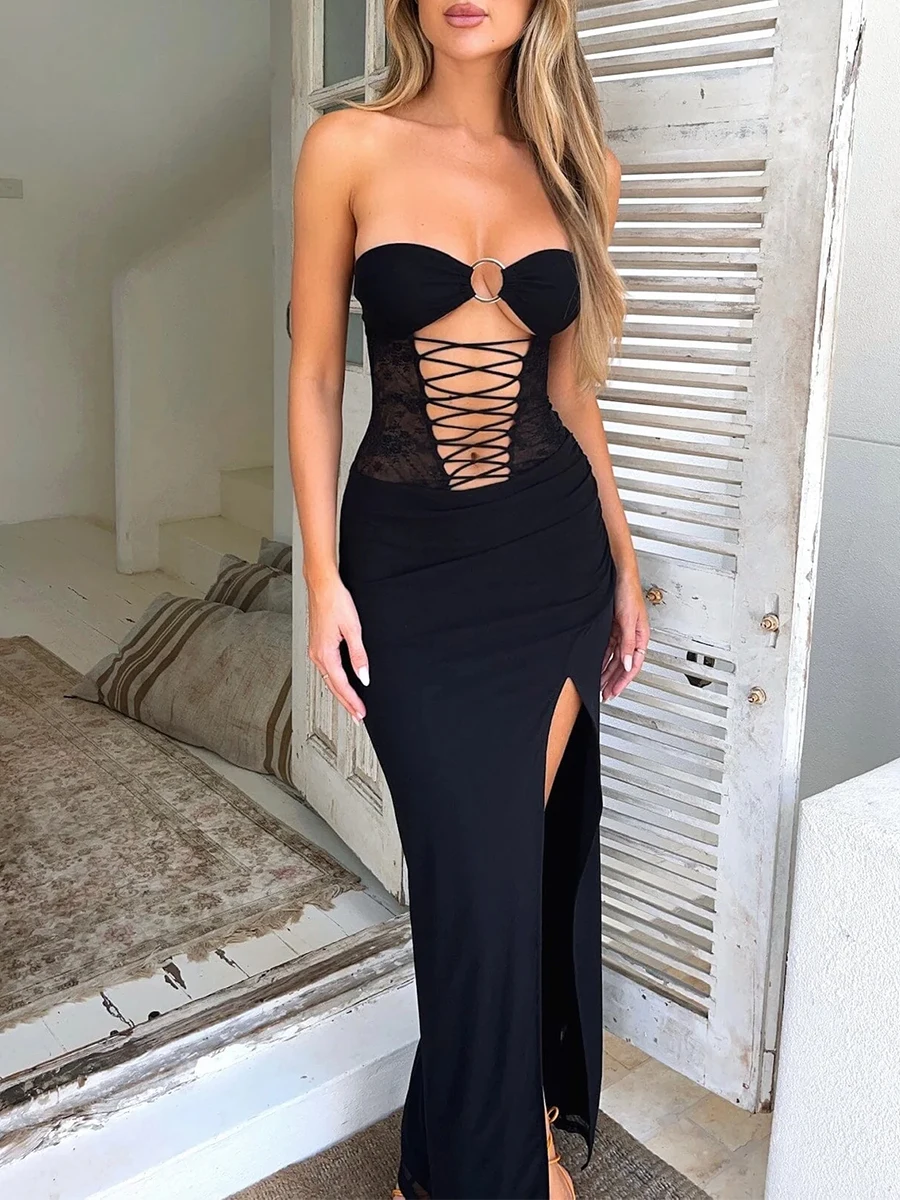 

Women Summer Long Evening Dress Black