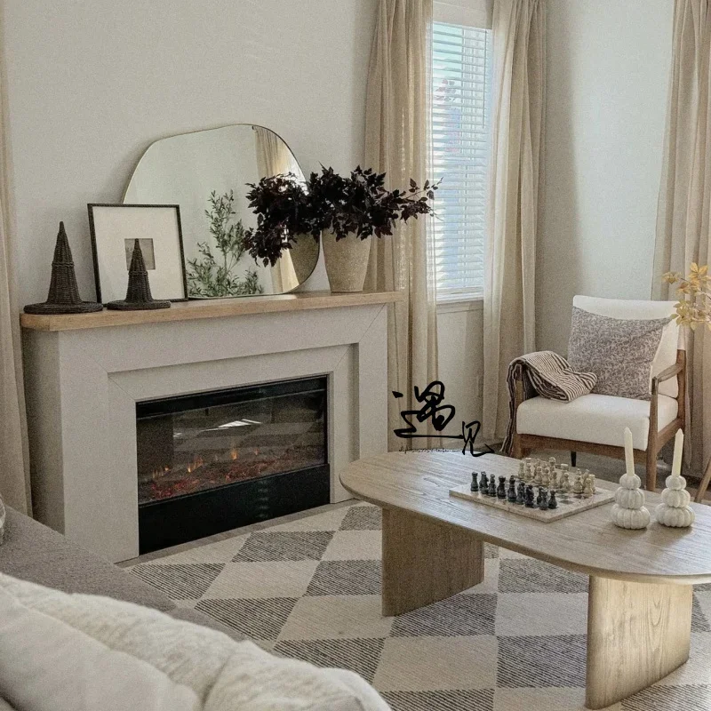 French solid wood fireplace decorative cabinet American retro living room wall fireplace rack B & B fireplace partition table