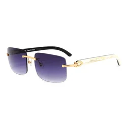 Brand Carter BLACK WHITE buffalo horn sunglasses rimless with no rims natural OX horn glasses UV400