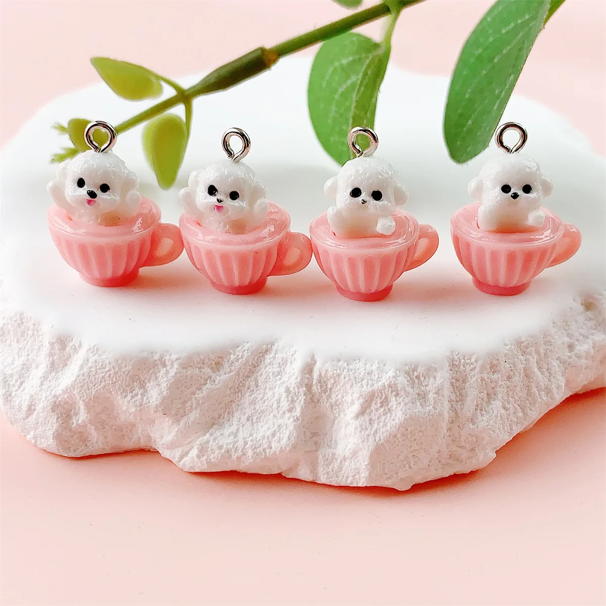 30Pcs 3D Cute Mini Cup Puppy Charms Cartoon Animal Dog Resin Pendant For Bags Phone Keychains Earrings DIY Crafts Jewelry Make