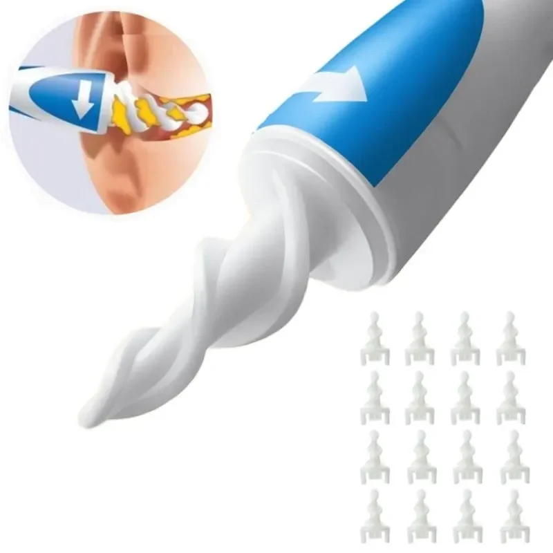 Children Ear Cleaner With Soft Silicone Ear Wax Remover Tool 16 Replacement Tips Spiral Earwax Health Ear Cleaner Care Tools