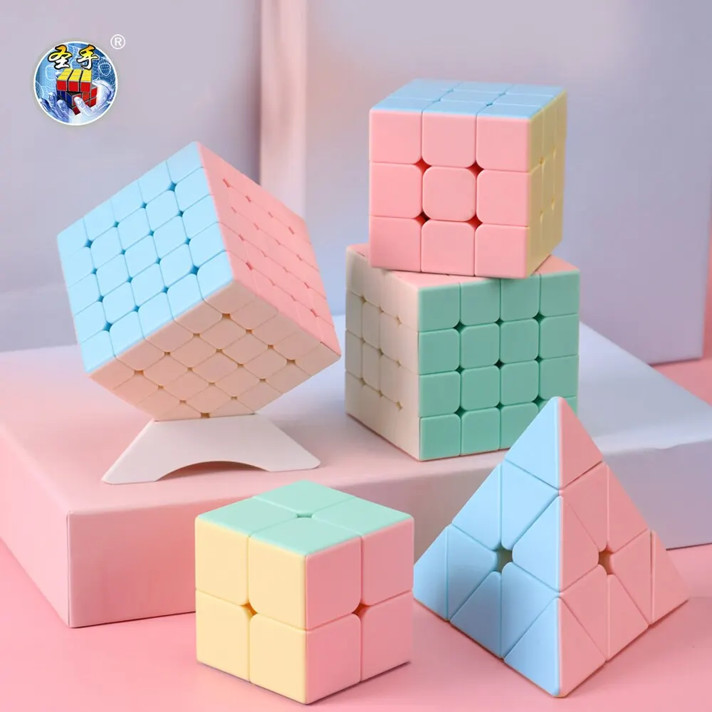 SENGSO Speed Cube 3x3 Macaron Series Stickerless Magic Cube Profession Puzzle High Quality Kid's Fidget Toys