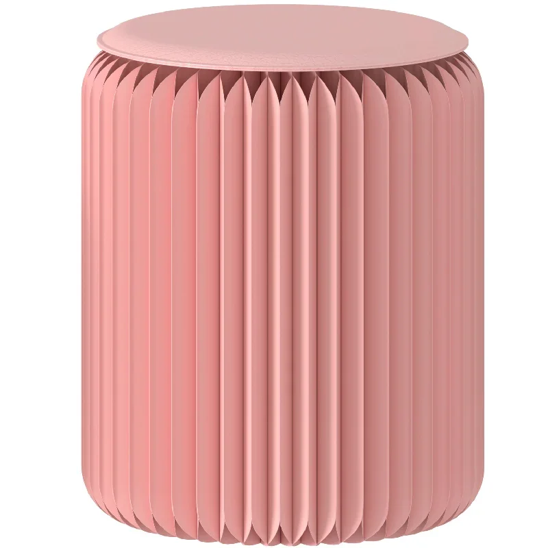

Pink folding stool short fashion ins small bench Internet celebrity kraft paper rental house renovation small furniture