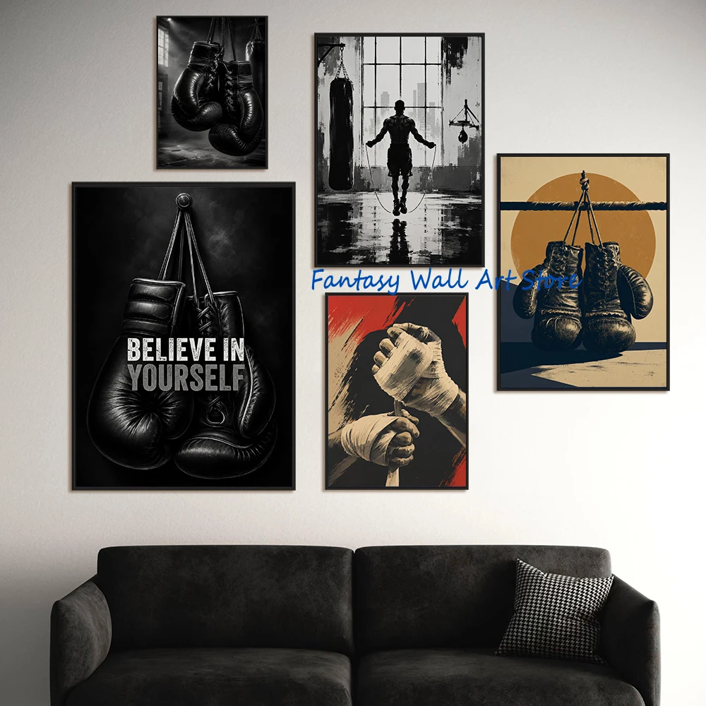 Home Gym Japan - Vintage Sport Boxing Poster Boxing Gloves