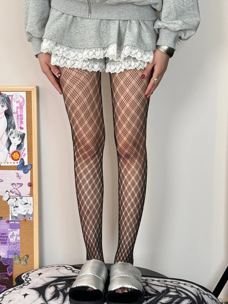 Pantyhose Four-Line Plaid MeshStockings Jacquard Diamond Lattice Sexy Lightweight Breathable LinesWomen's Four Seasons Universal