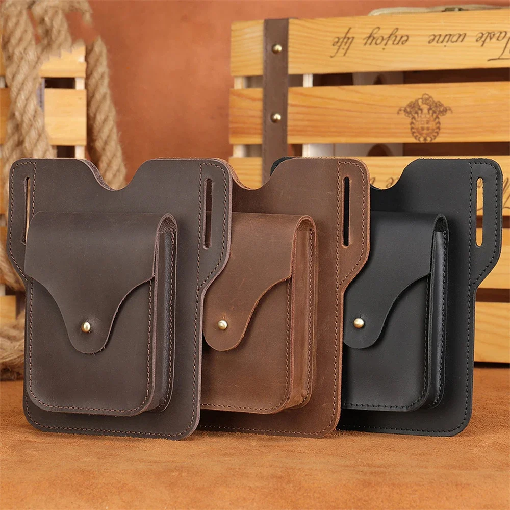 

Luxury Genuine Leather Belt Clip Case Men Travel Waist For Mobile Phone Bag Cellphone Loop Holster Pouch Cover